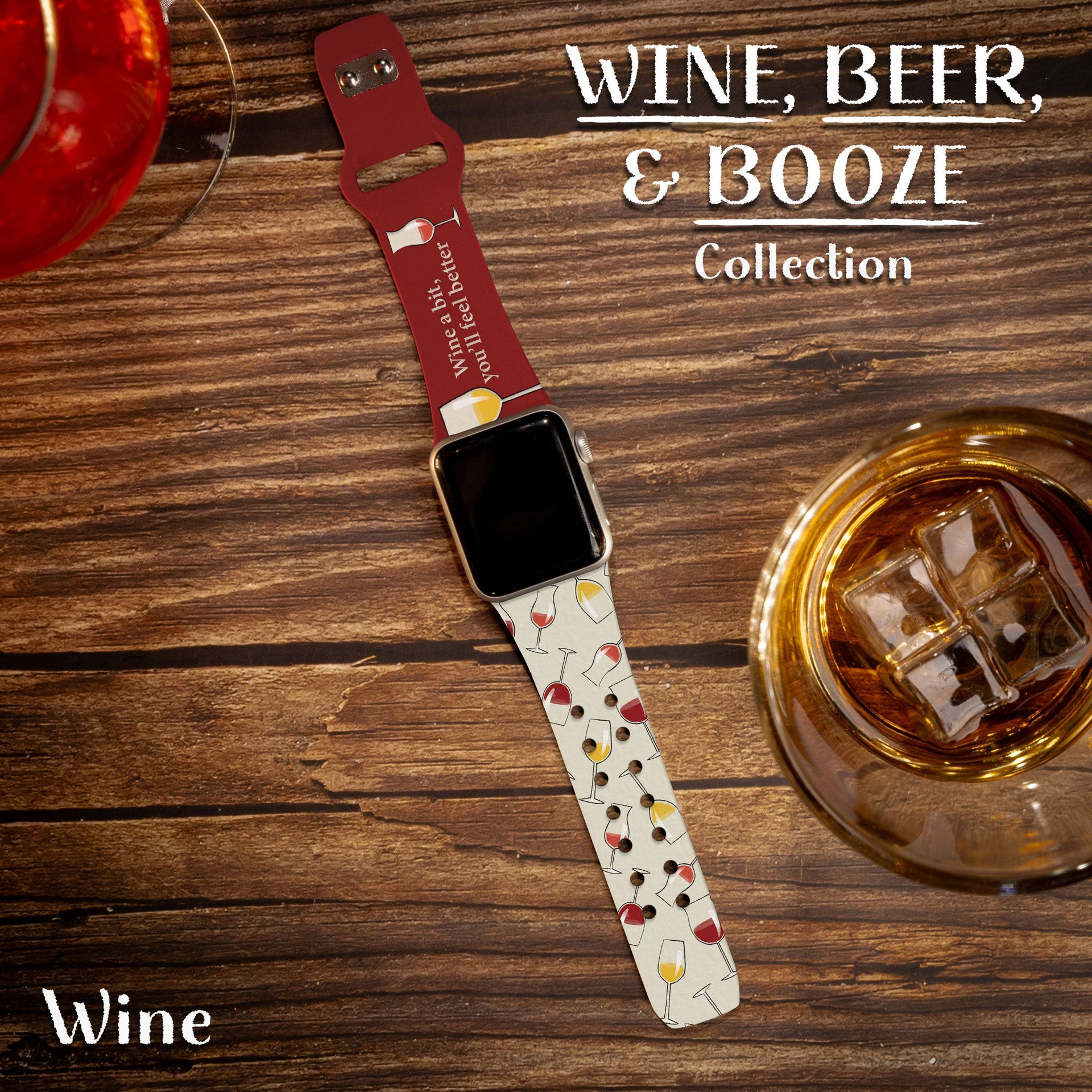 Wine, Beer & Booze HD Print Apple Watch Band