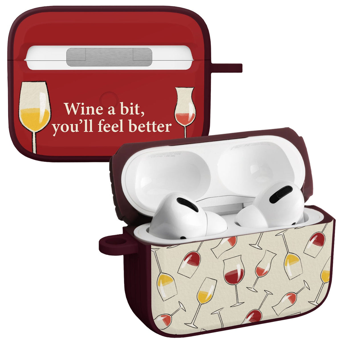 Wine, Beer & Booze AirPods Pro 1 & 2 Protective Case with Carabiner