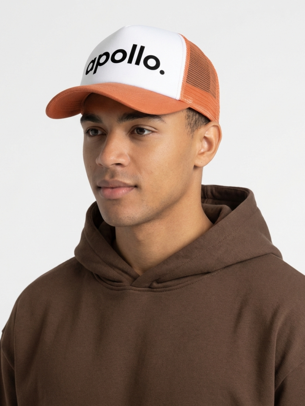 Orange and White Colorblock Trucker Hat - Retro Streetwear Cap
