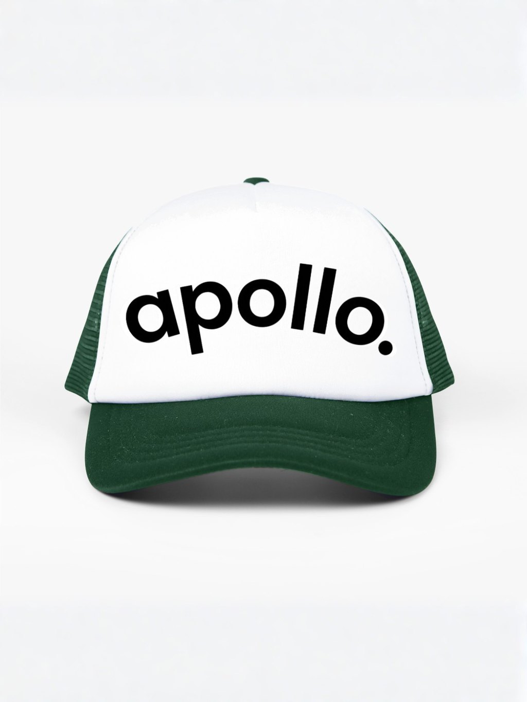 White and Forest-Green Colorblock Trucker Hat - Streetwear Cap