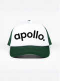 White and Forest-Green Colorblock Trucker Hat - Streetwear Cap