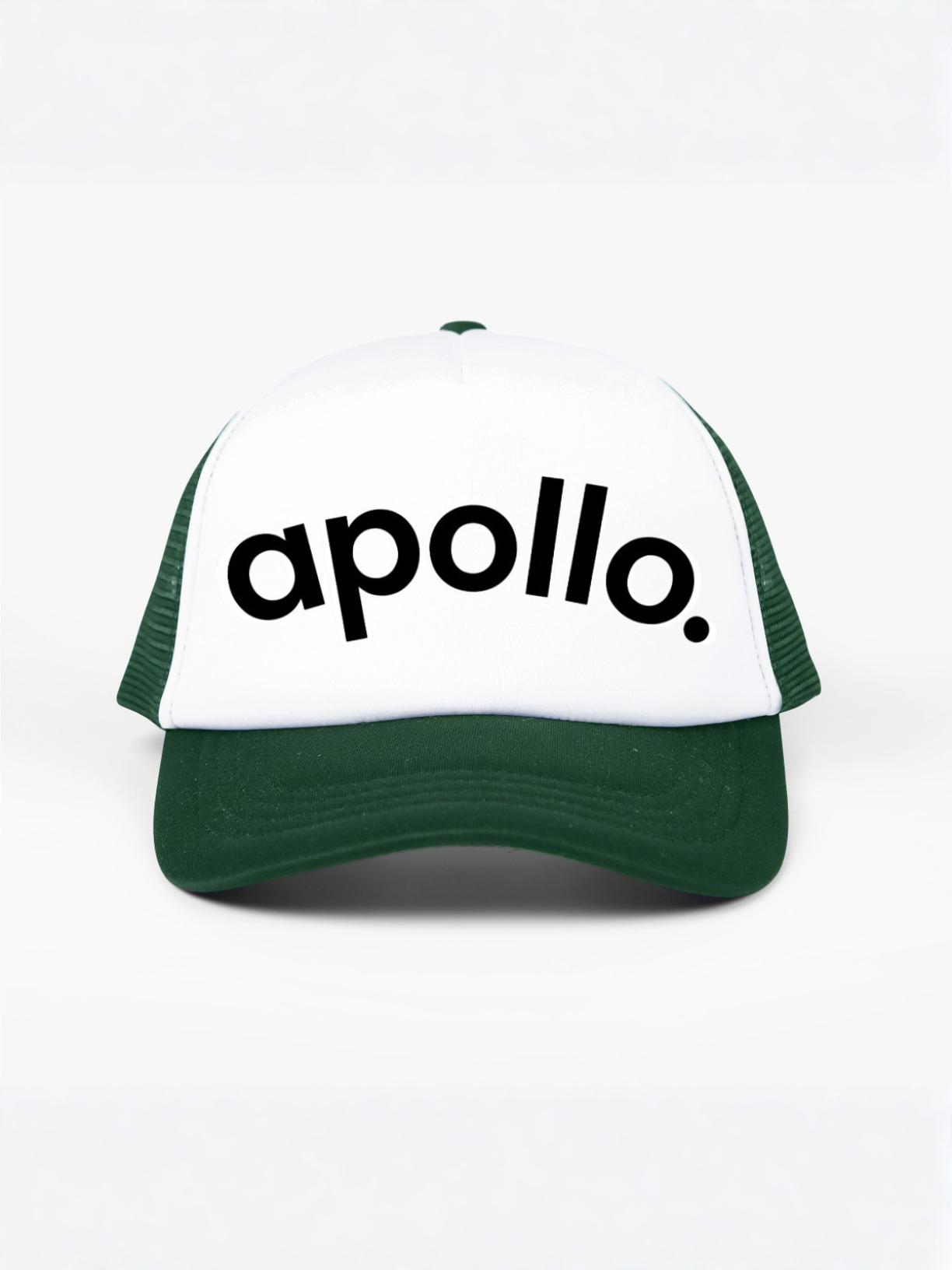 White and Forest-Green Colorblock Trucker Hat - Streetwear Cap
