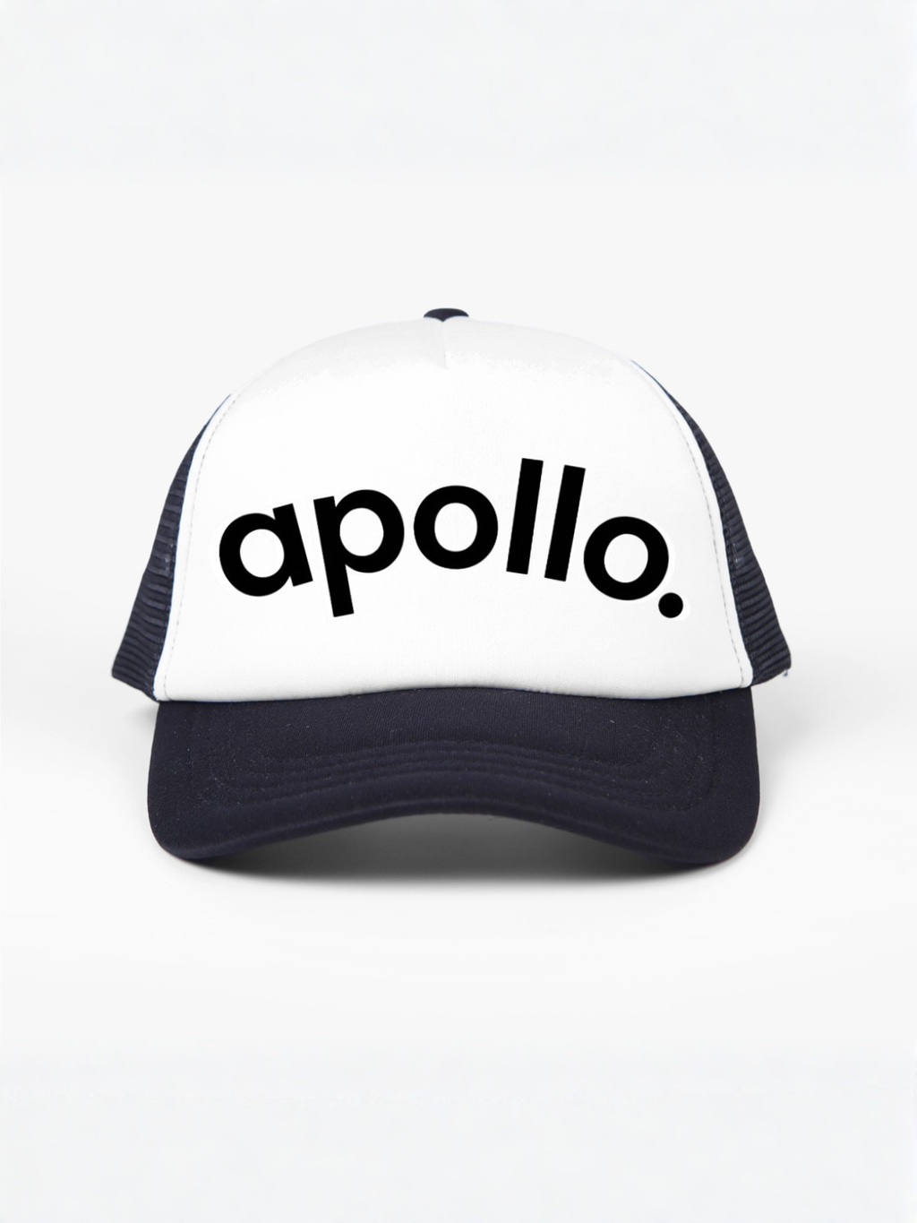 White and Navy-Blue Colorblock Trucker Hat - Sporty Streetwear