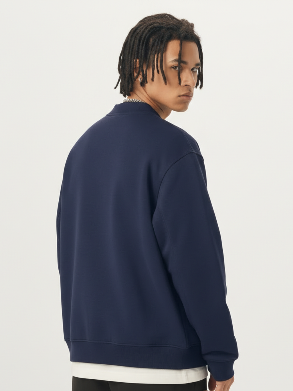 Navy Fleece Zip-Up Baseball Jacket