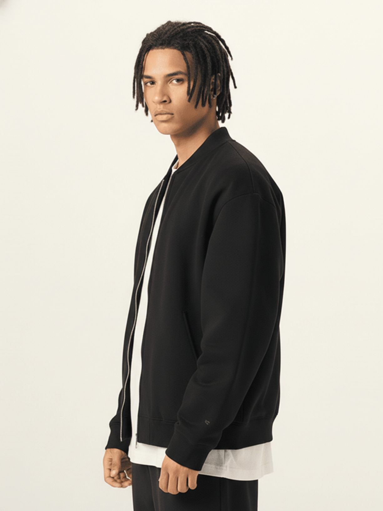 Black Fleece Zip-Up Baseball Jacket
