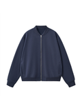 Navy Fleece Zip-Up Baseball Jacket