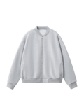 Grey Fleece Zip-Up Baseball Jacket