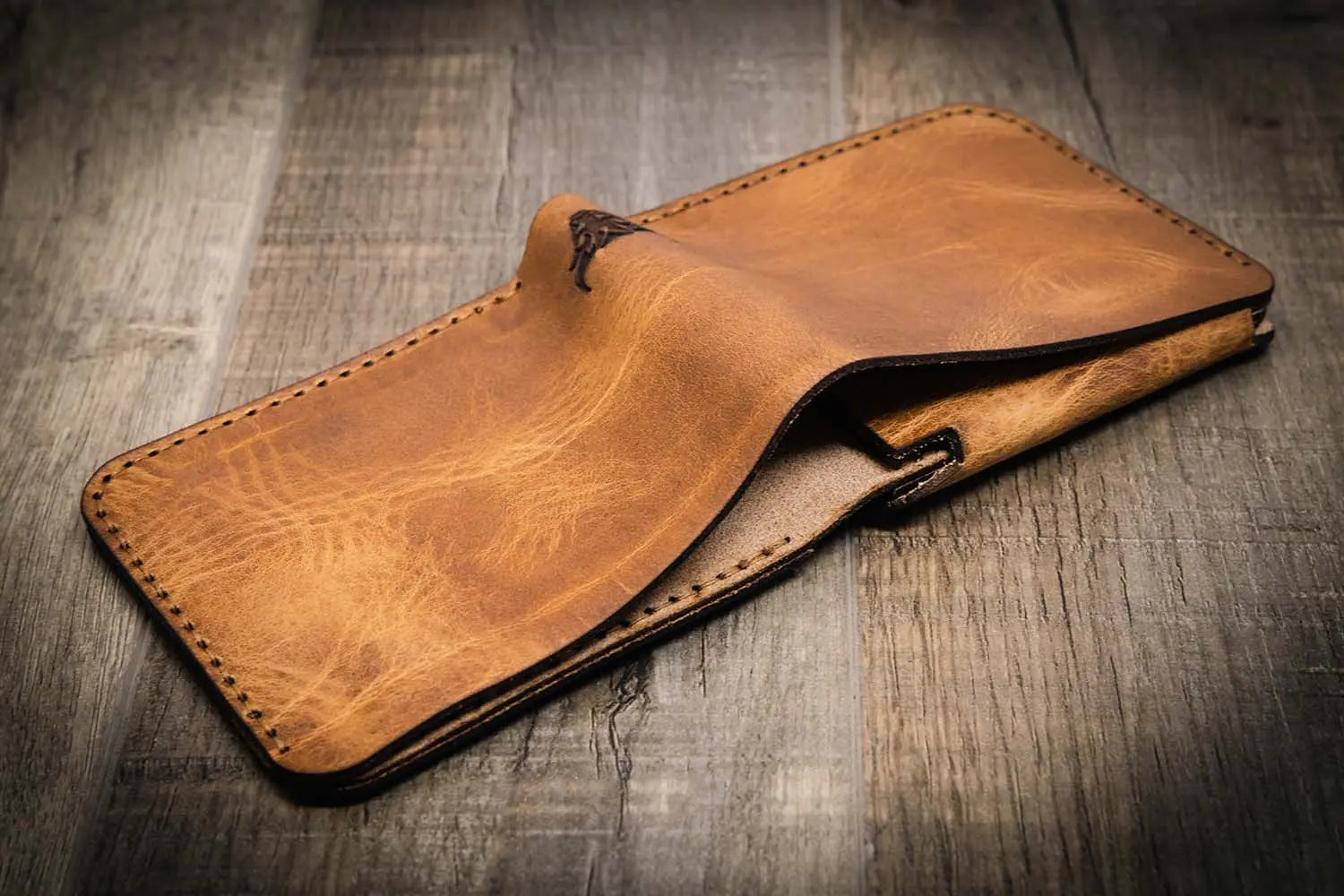 Badge Bifold Wallet - Saddle Tan Leather Law Enforcement ID Holder