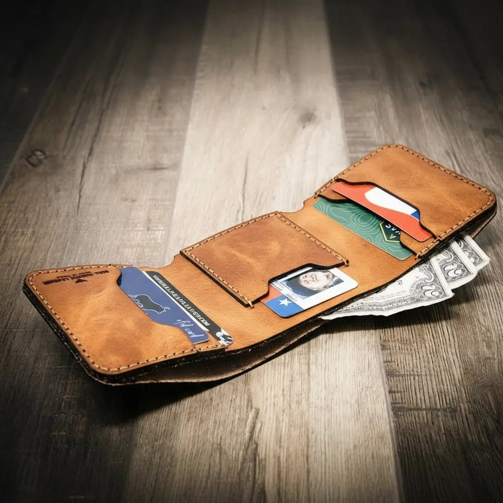 The Trinity Trifold Wallet - Saddle Tan