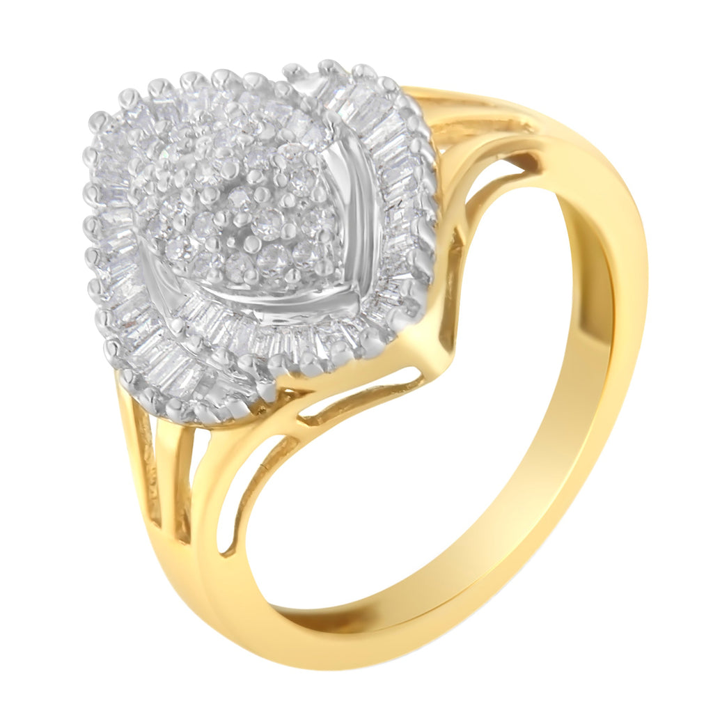 10K Yellow Gold Diamond Cocktail Ring (1/2 Cttw, J-K Color, I2-I3 Clarity) - Size 6-1/2