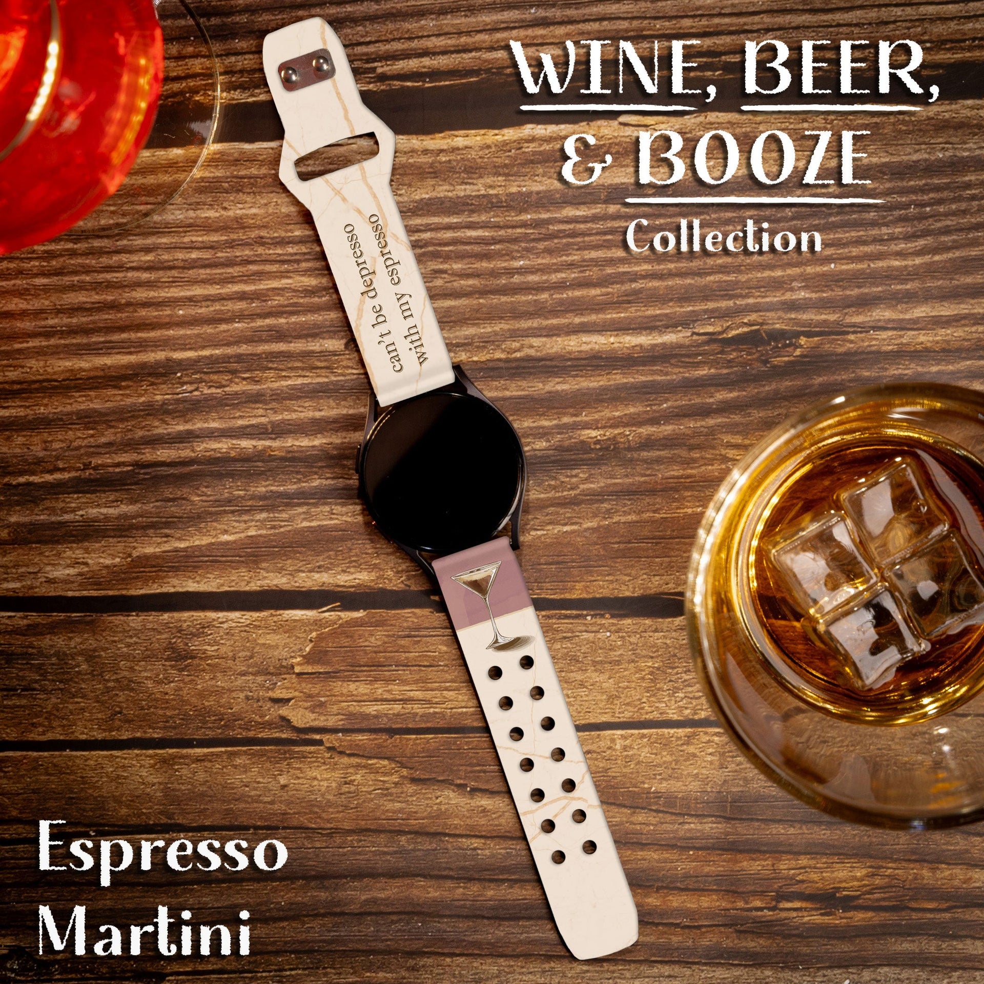 Wine, Beer & Booze 20mm Silicone Watch Band for Smartwatches