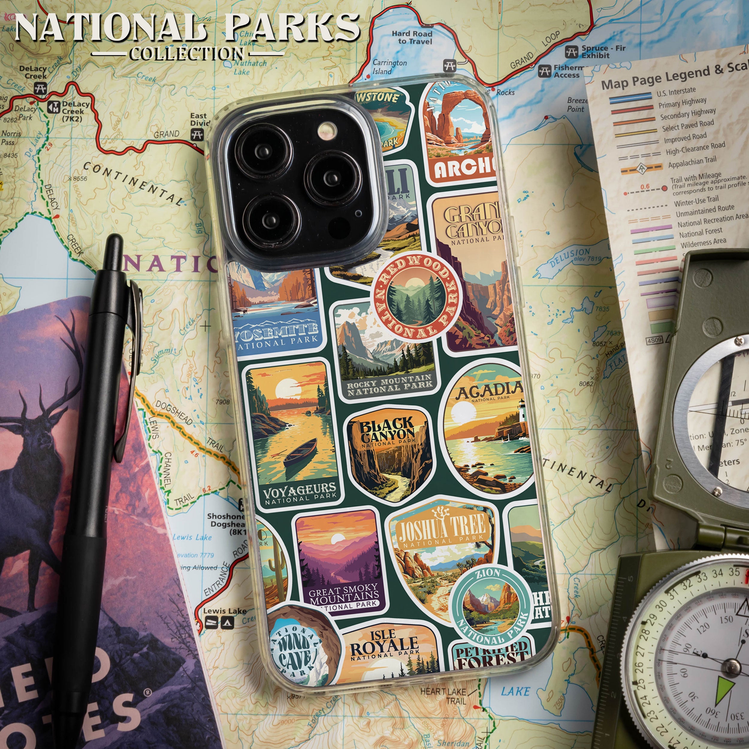 National Parks Stickers HD Apple iPhone 15 Series Mag-Safe Phone Case