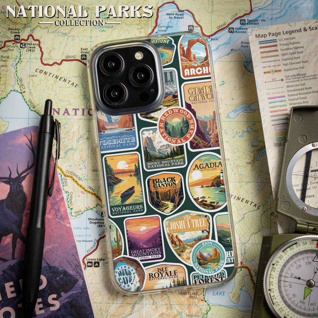 National Parks Stickers HD Apple iPhone 14 Series Mag-Safe Phone Case