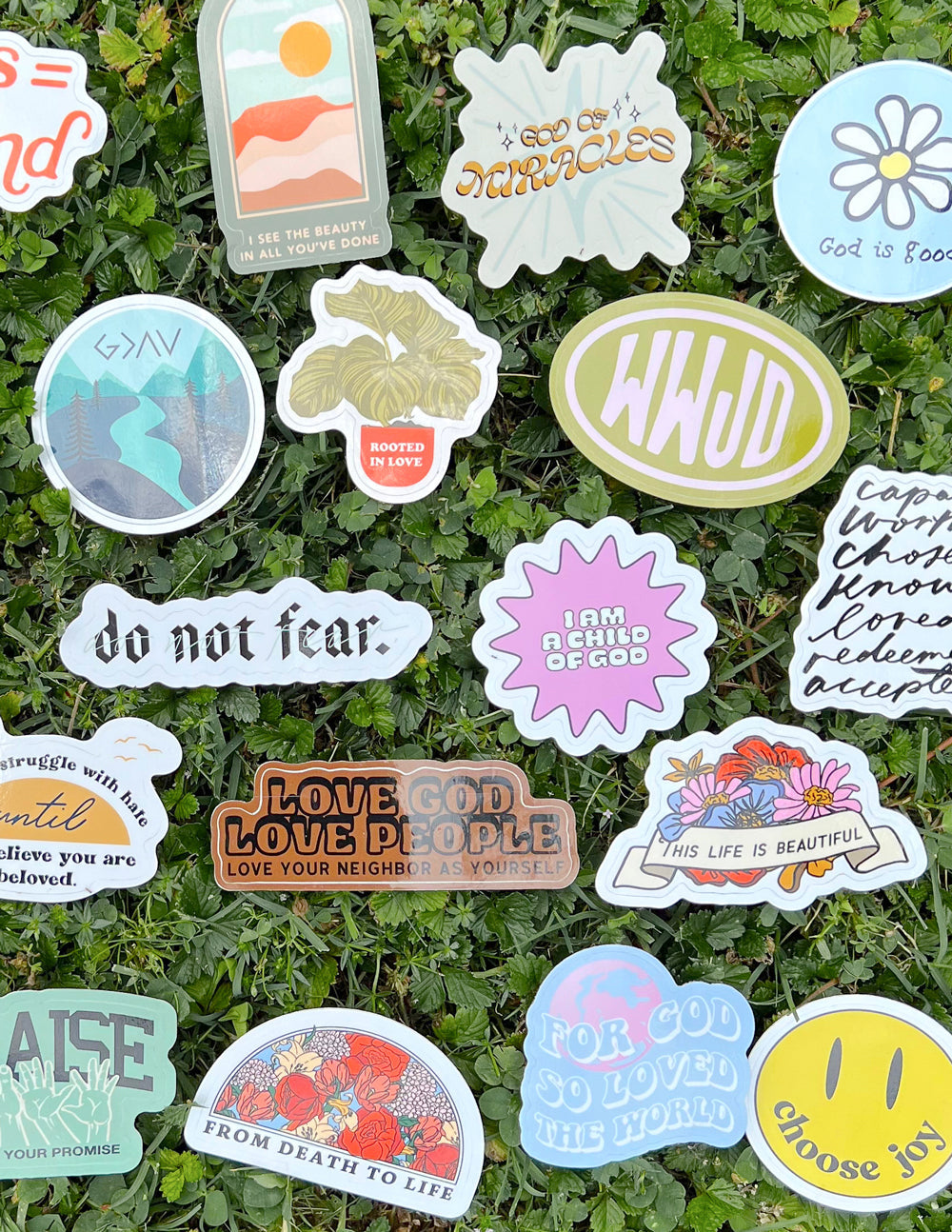 50 Random Stickers Assortment - Vibrant Retro & Bohemian Decals