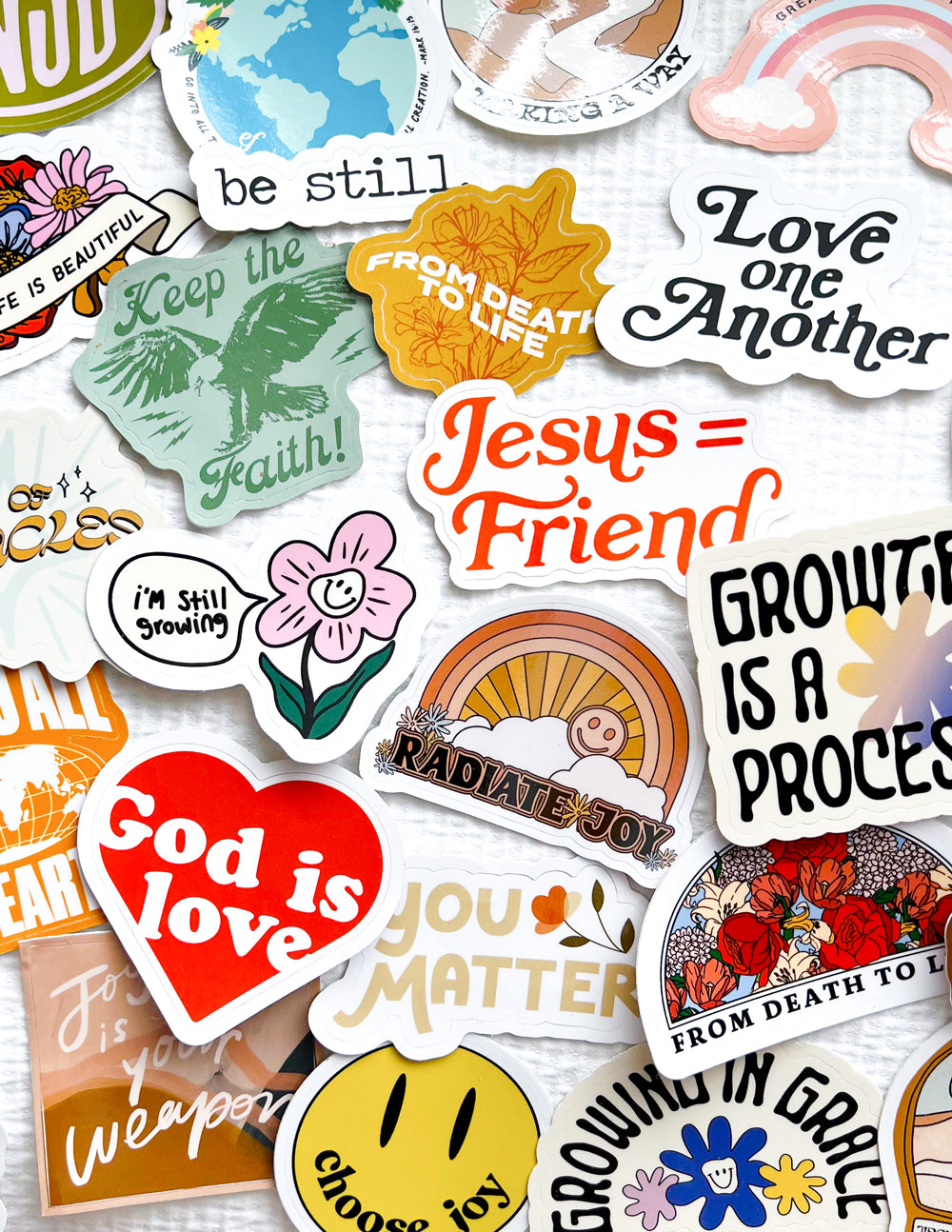 50 Random Stickers Assortment - Vibrant Retro & Bohemian Decals