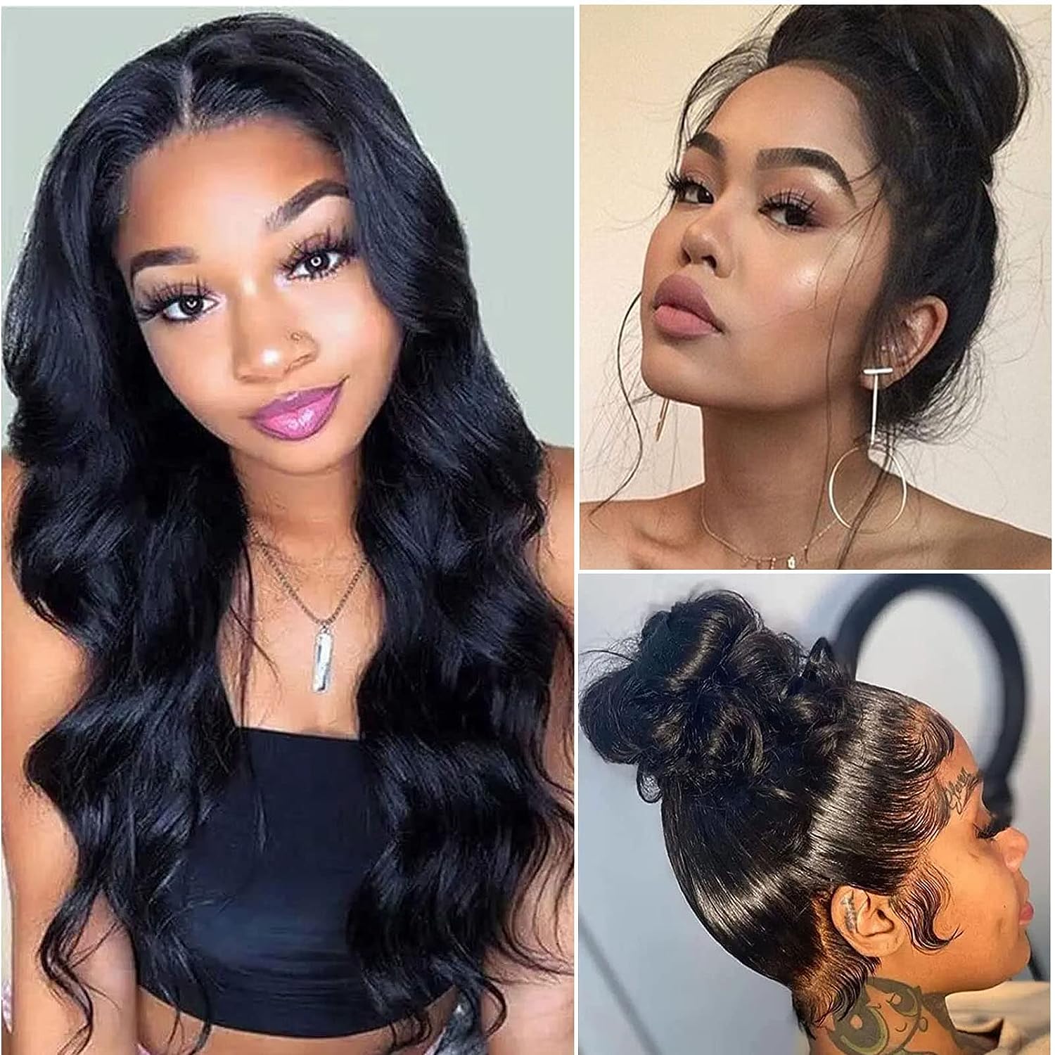 Full Lace Human Hair Wig in Natural Black