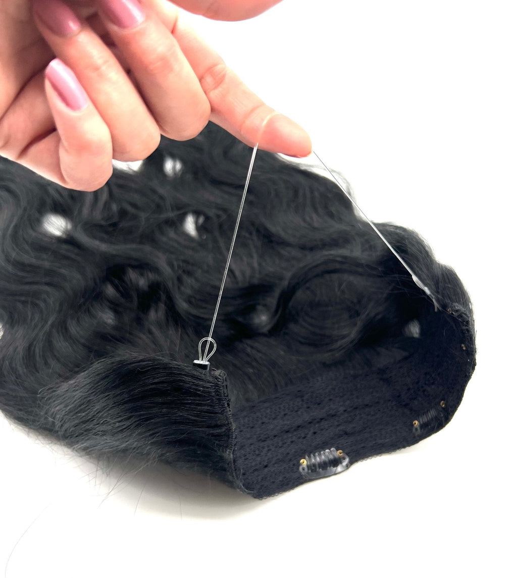18" Halo Body Wave Human Hair Extensions with Clip - Black, Blonde