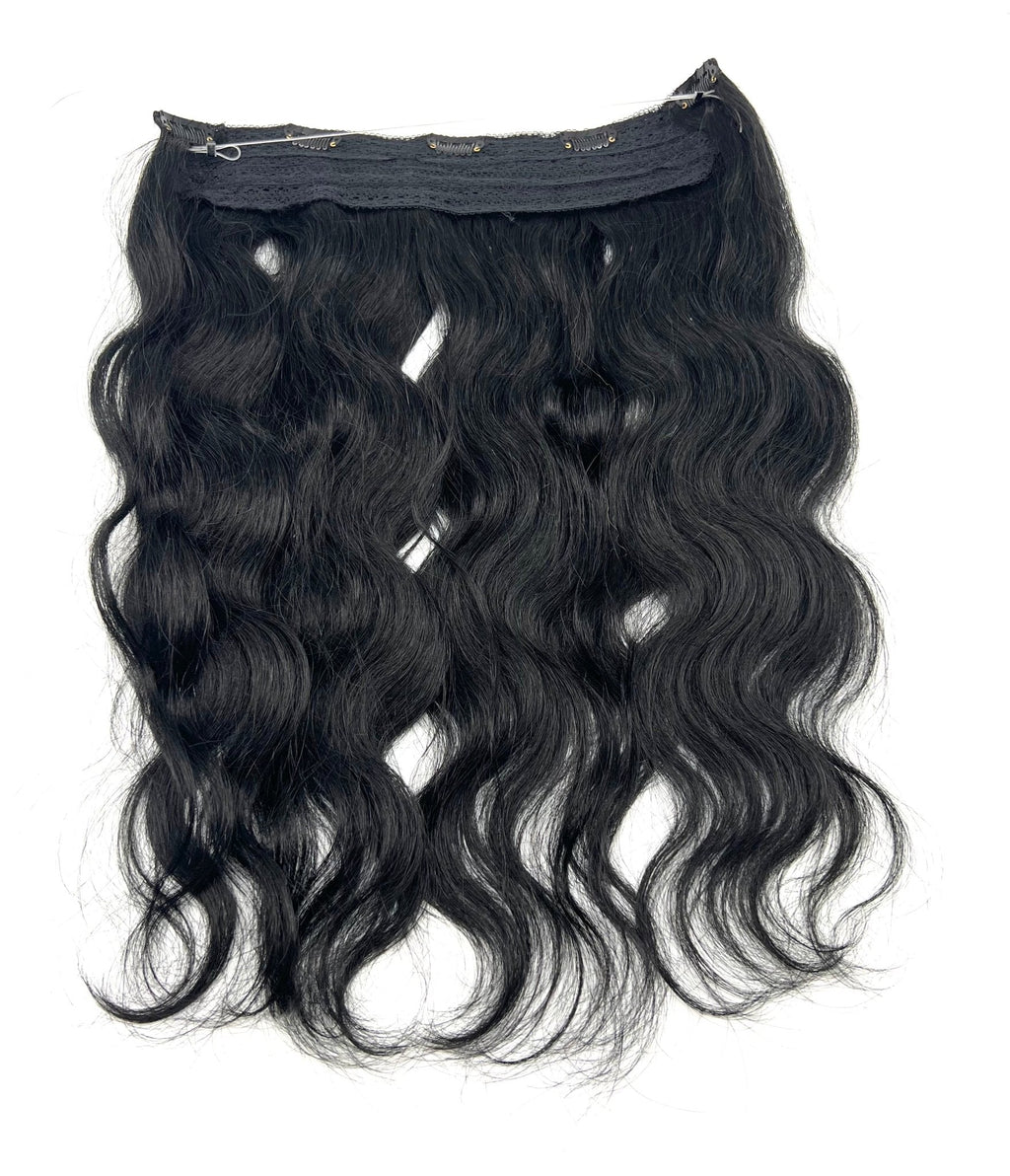 18" Halo Body Wave Human Hair Extensions with Clip - Black, Blonde