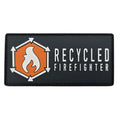 Tactical 4x2 inch rubber Velcro patch with red flame logo on charcoal PVC background