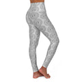 High Waisted Yoga Leggings in Grey and Black Geometric Print