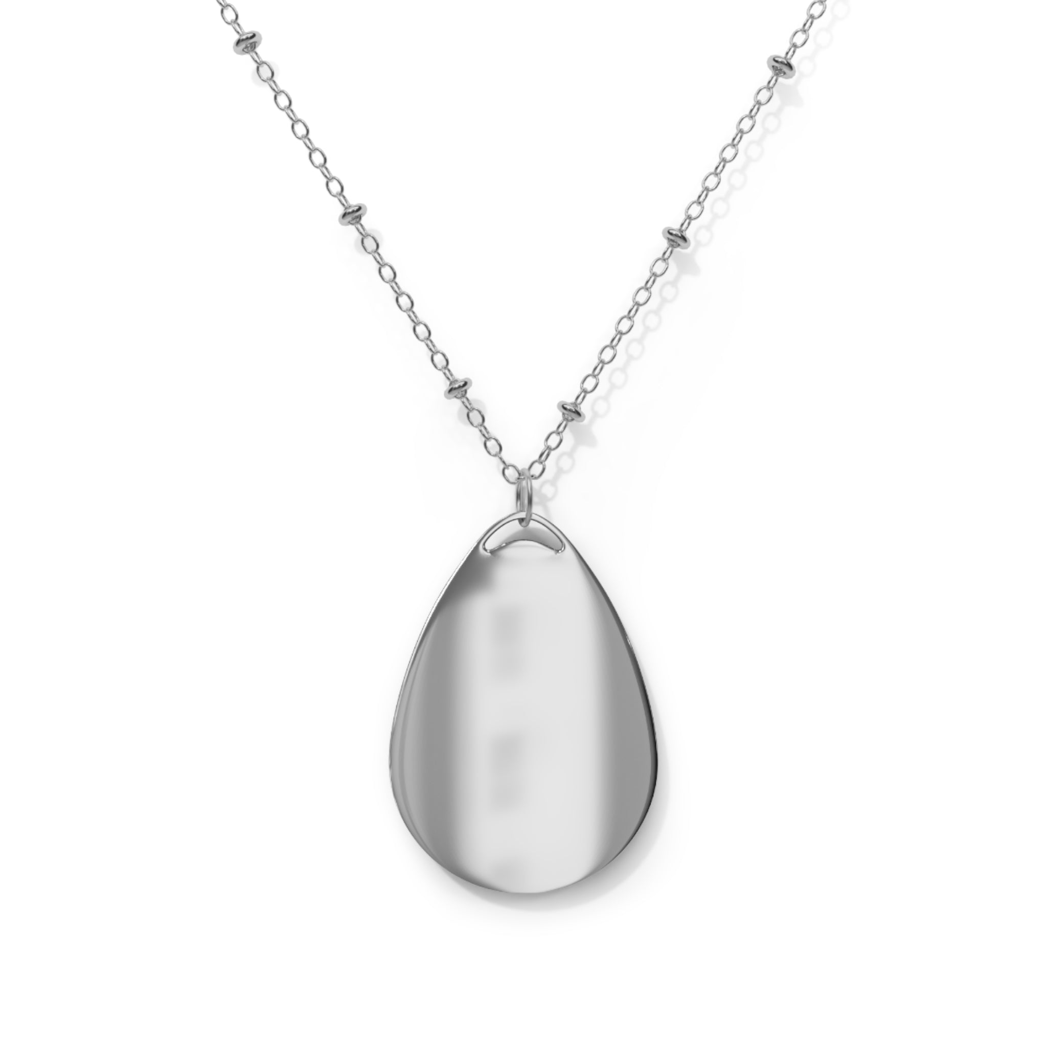 Modern Minimalist Oval Necklace in Polished Silver and White