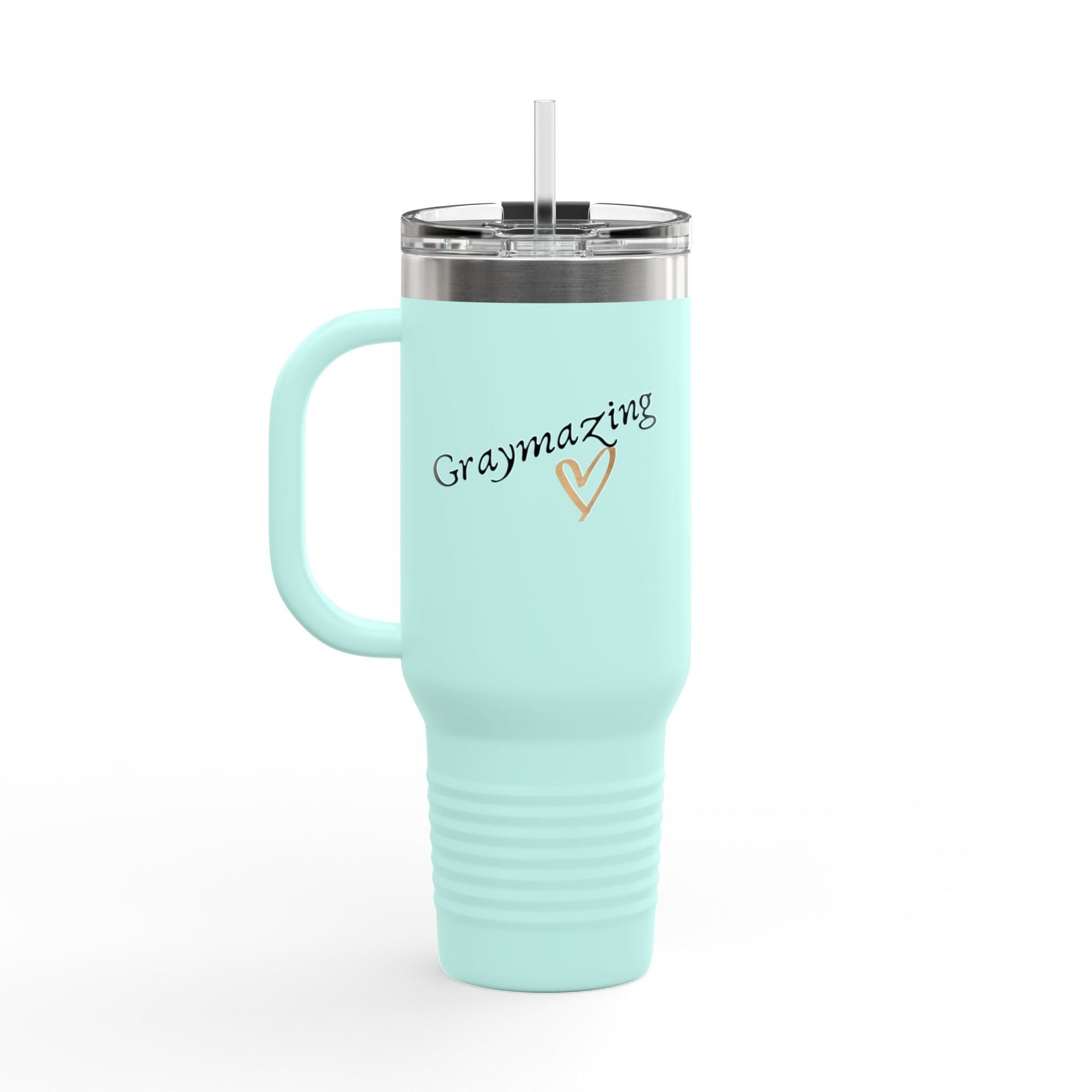 40oz Insulated Metal Travel Mug with Handle & Straw - Modern Drinkware