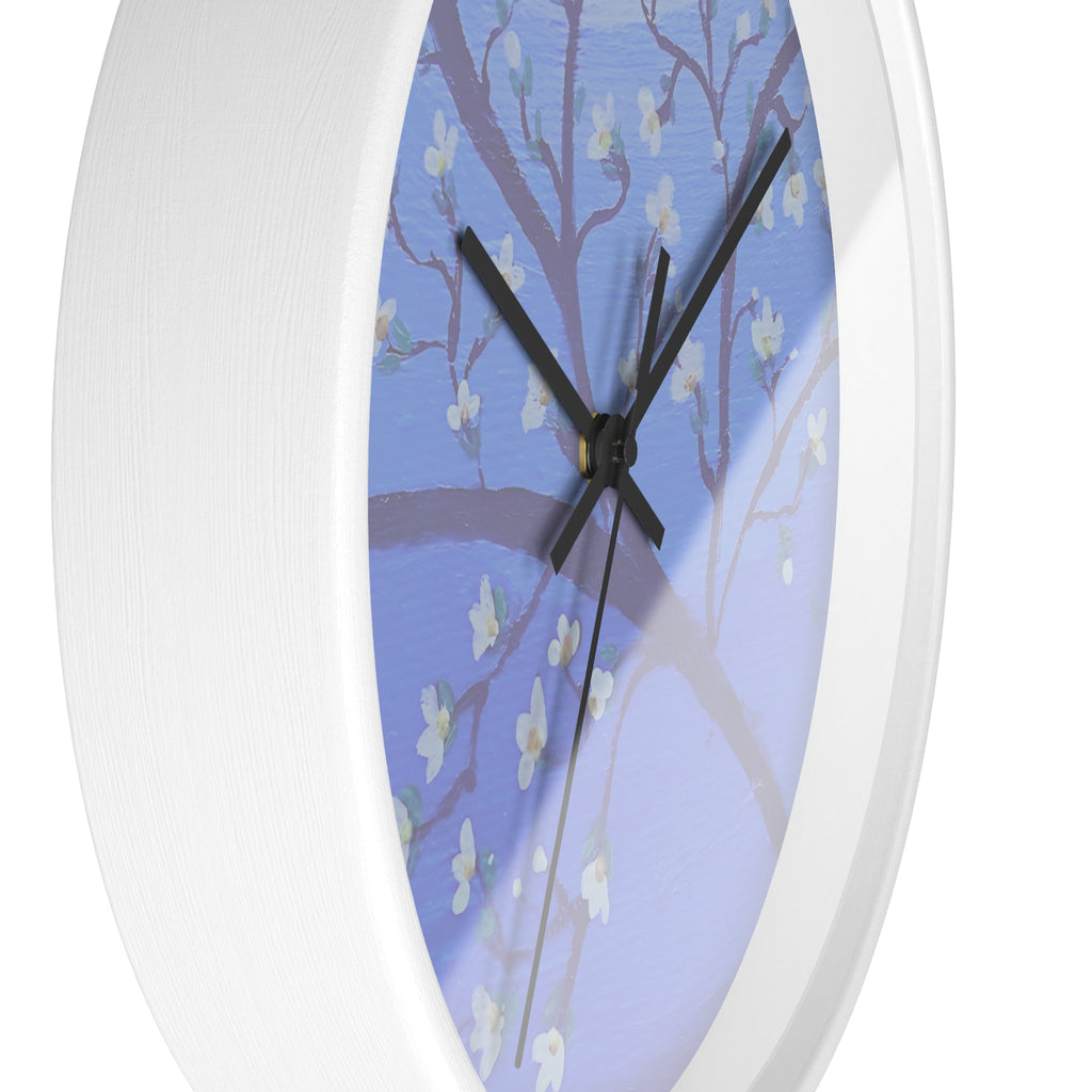 White Blossom Wall Clock