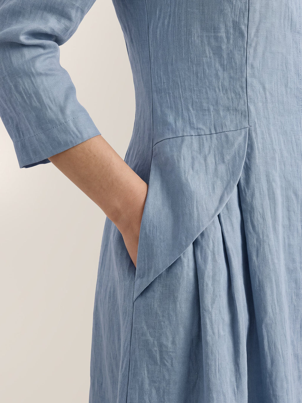100% Linen Shell Button A Line Midi Dress ELIORA