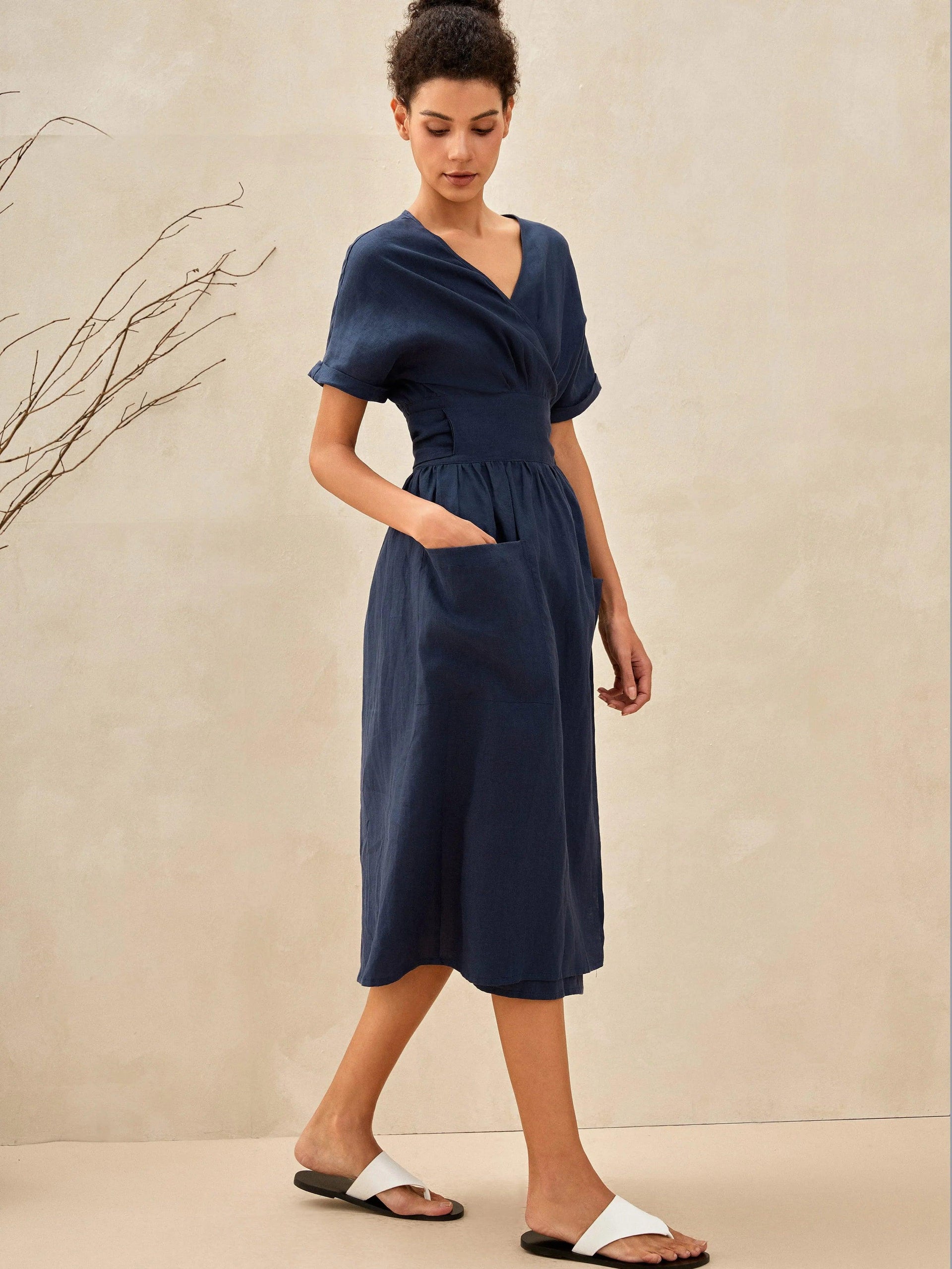 100% Linen Kimono Dress CELESTE