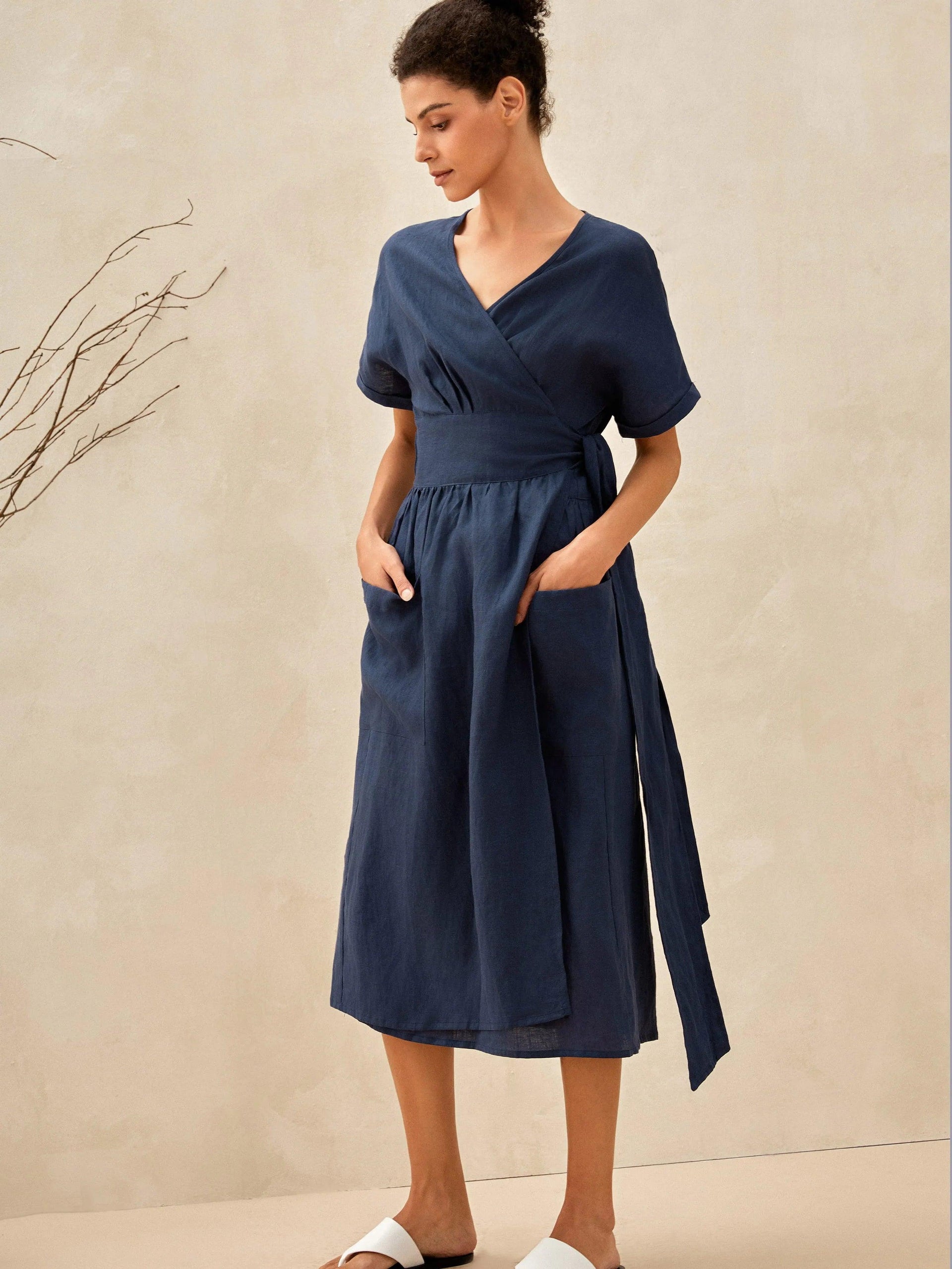 100% Linen Kimono Dress CELESTE