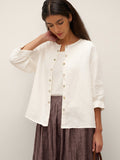 100% Linen Button-Front Drop Shoulder Shirt EASTER