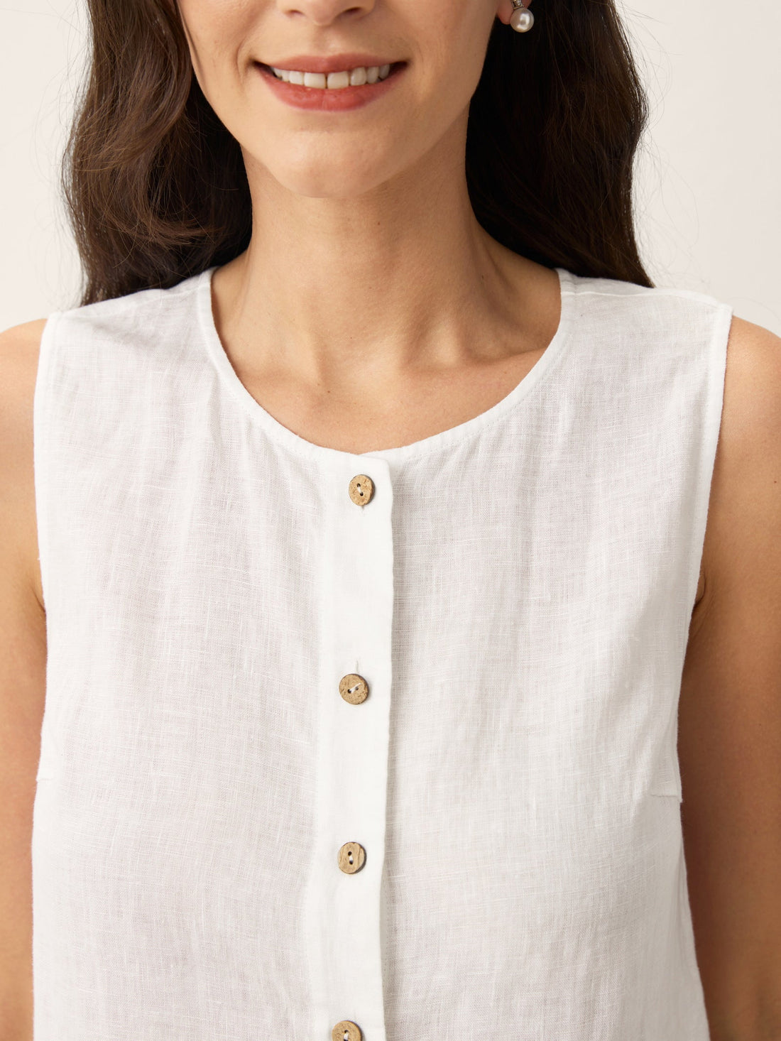 100% Linen Sleeveless Button Down Tank Top for Summer