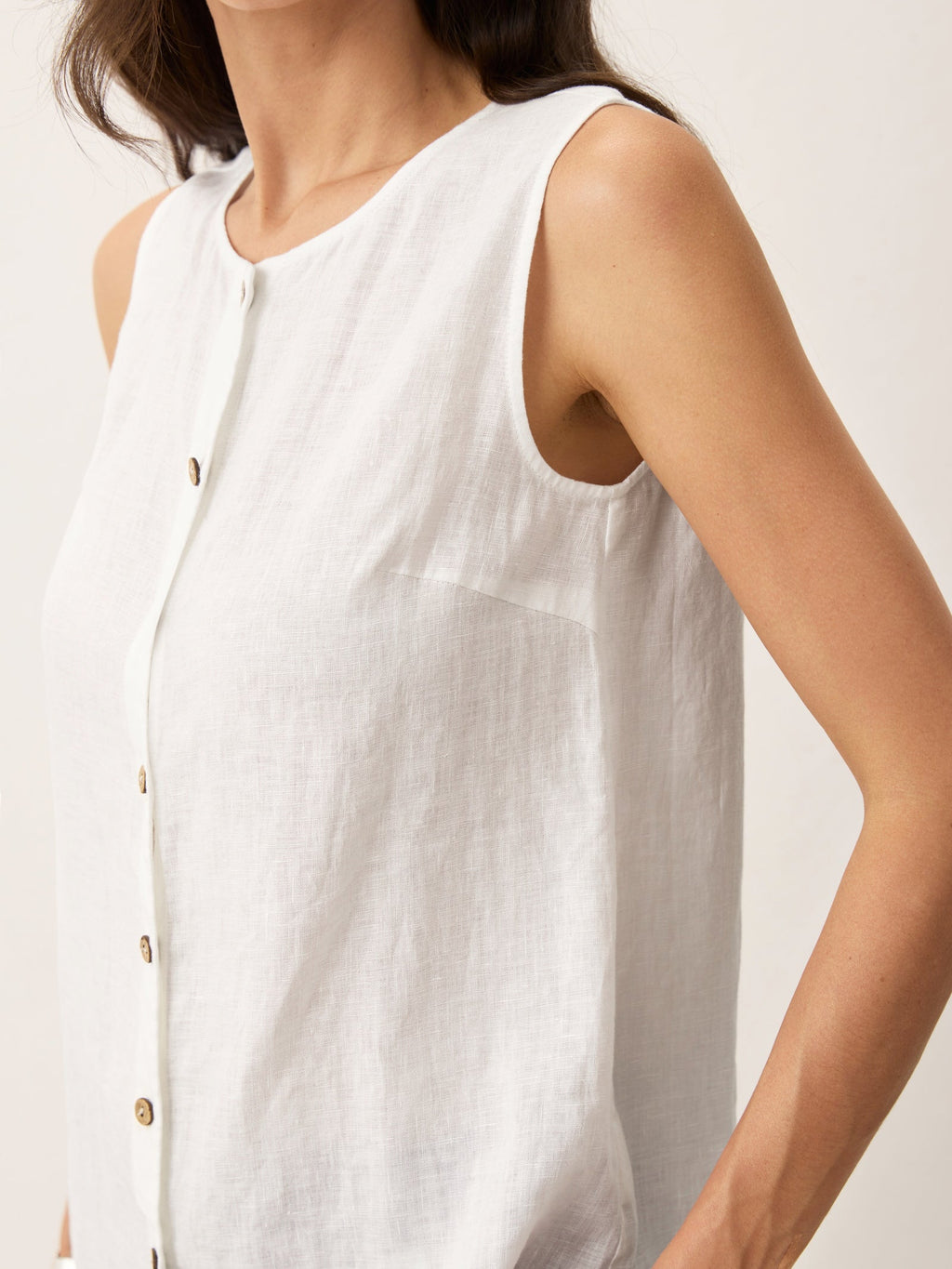 100% Linen Sleeveless Button Down Tank Top for Summer