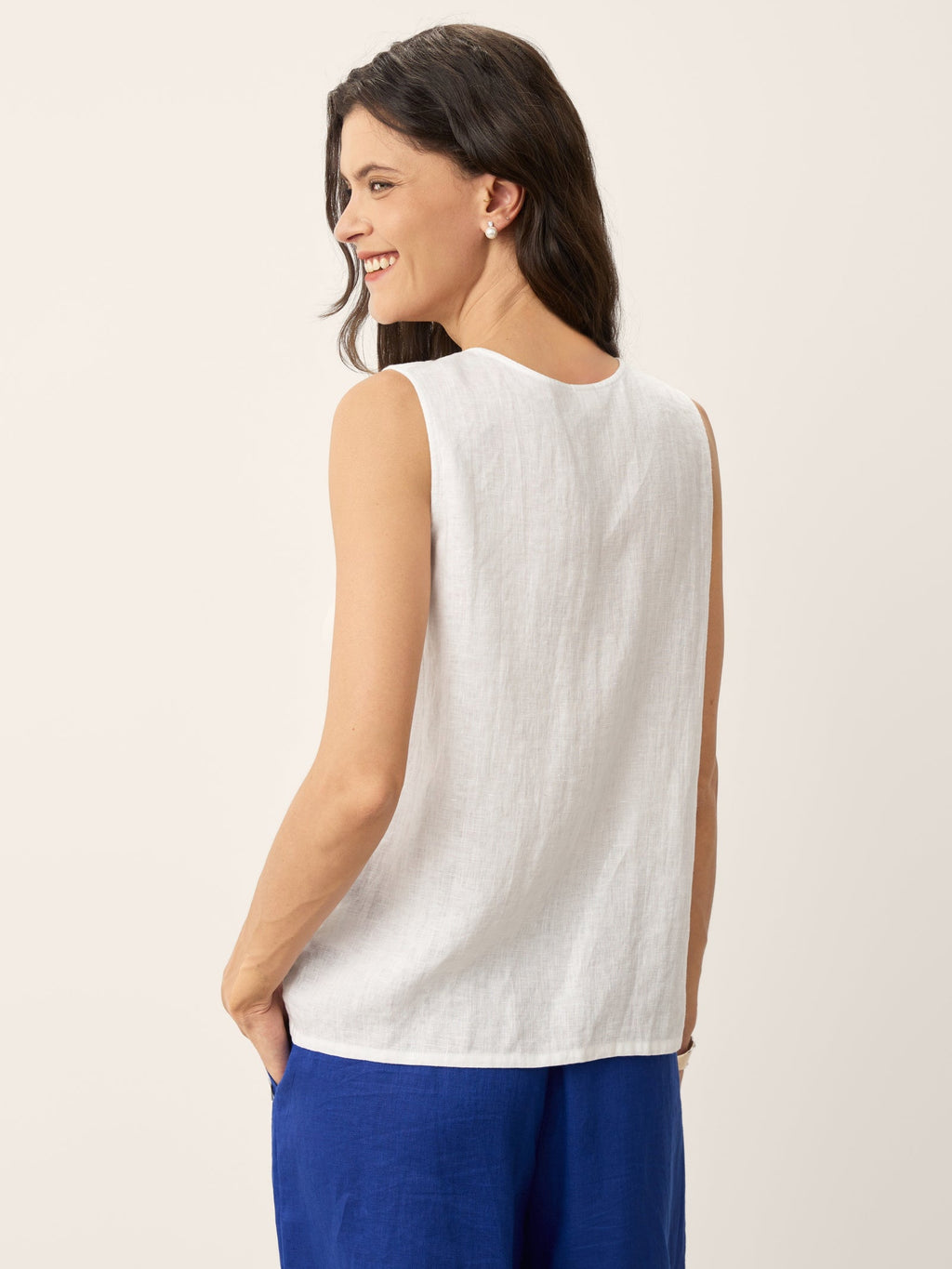 100% Linen Sleeveless Button Down Tank Top for Summer
