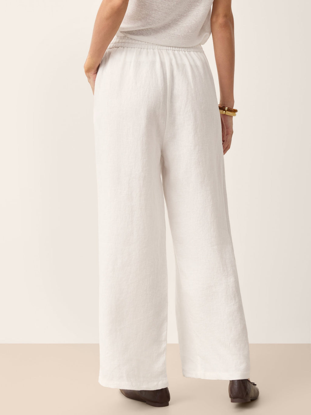 100% Linen Wide-Leg Pants with Convertible Drawstring Hem
