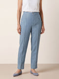 100% Linen Front Pleat Tapered Ankle Pants VIVICA