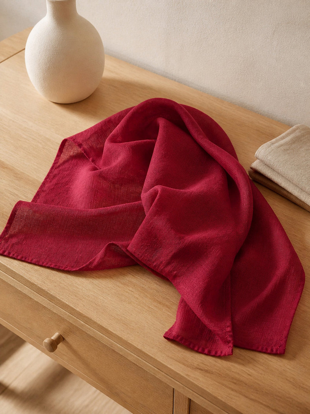 100% Linen Hand-Stitched Square Scarf