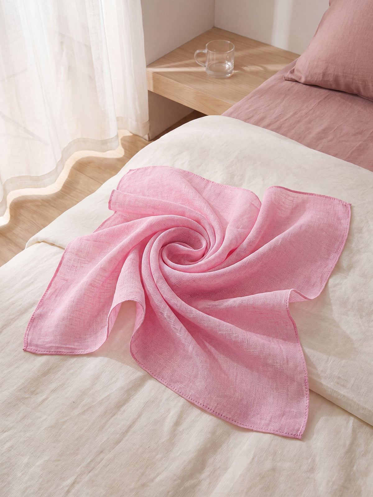100% Linen Hand-Stitched Square Scarf