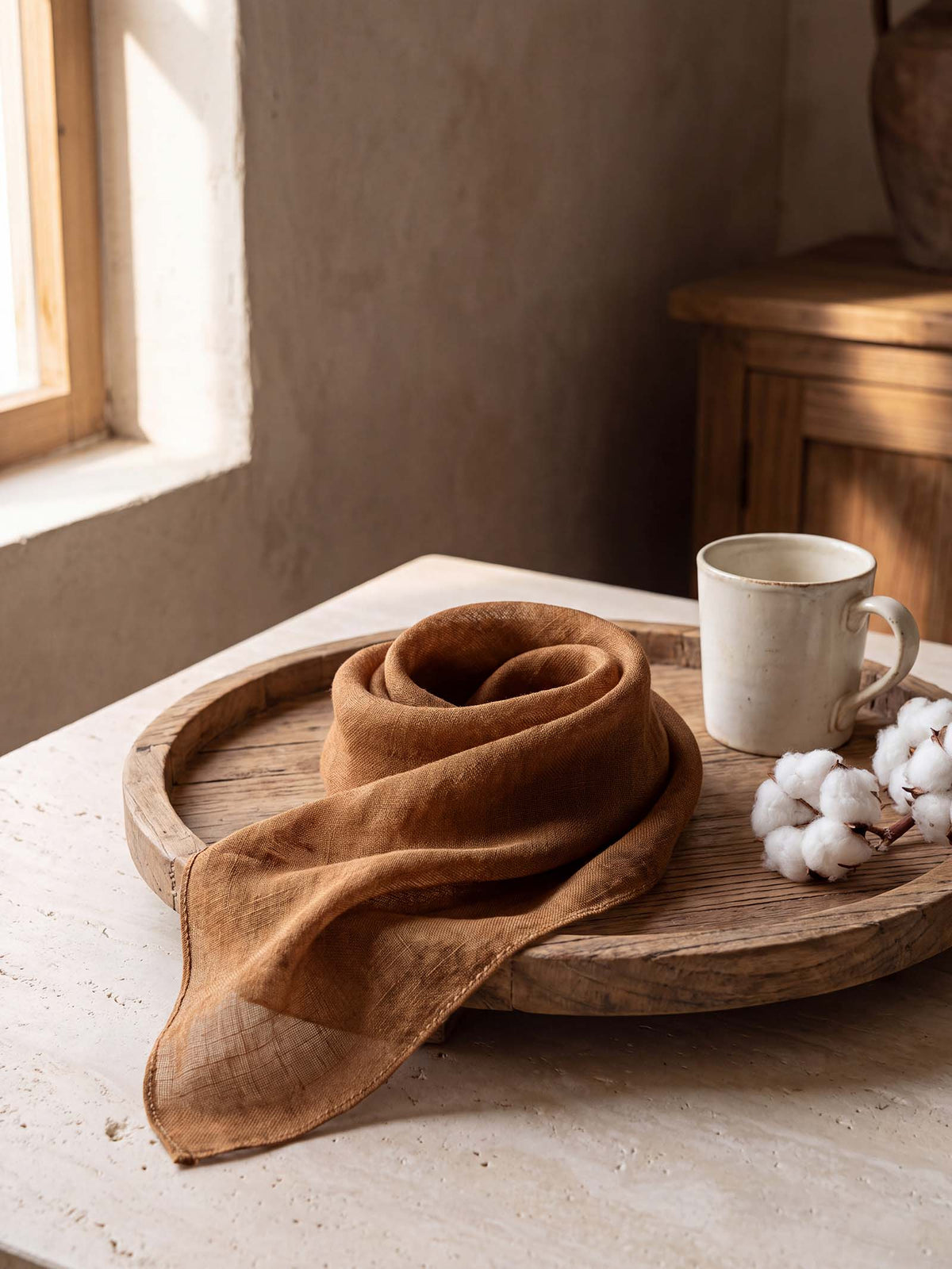 100% Linen Hand-Stitched Square Scarf