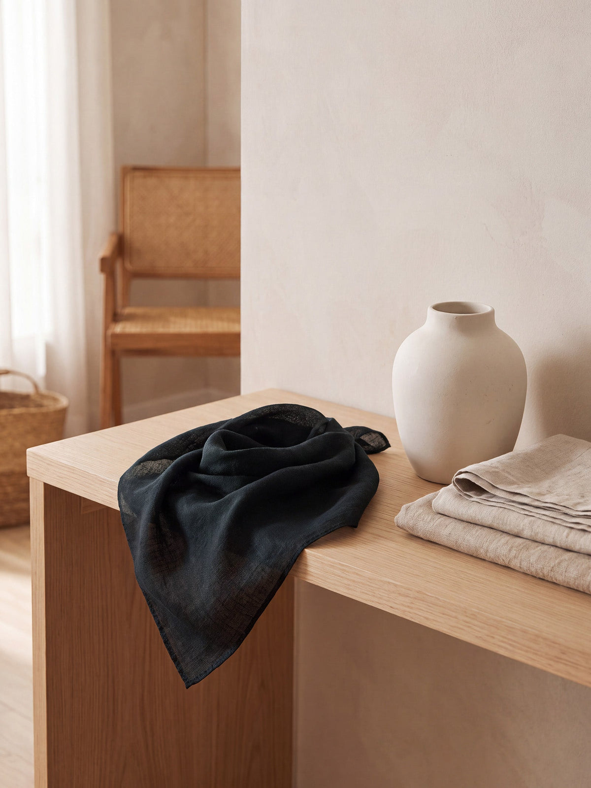 100% Linen Hand-Stitched Square Scarf