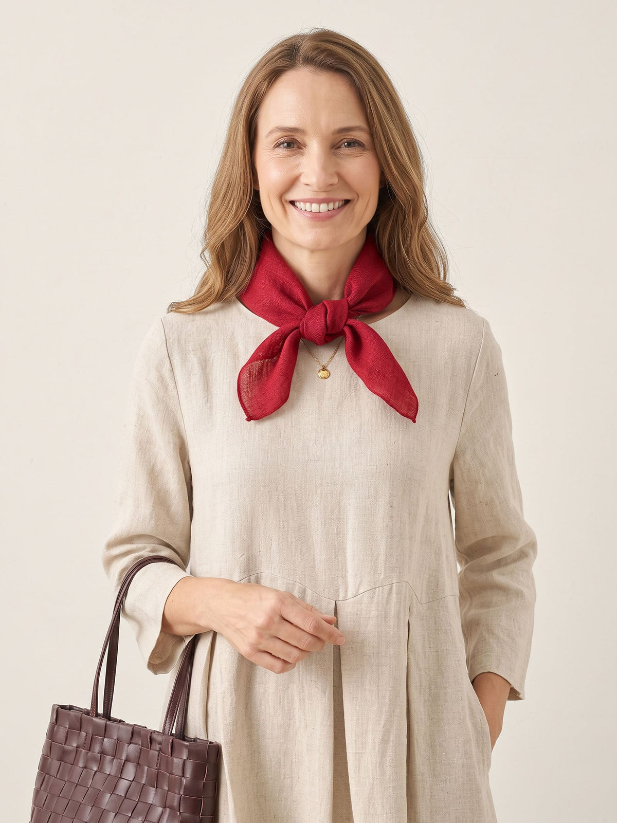 100% Linen Hand-Stitched Square Scarf