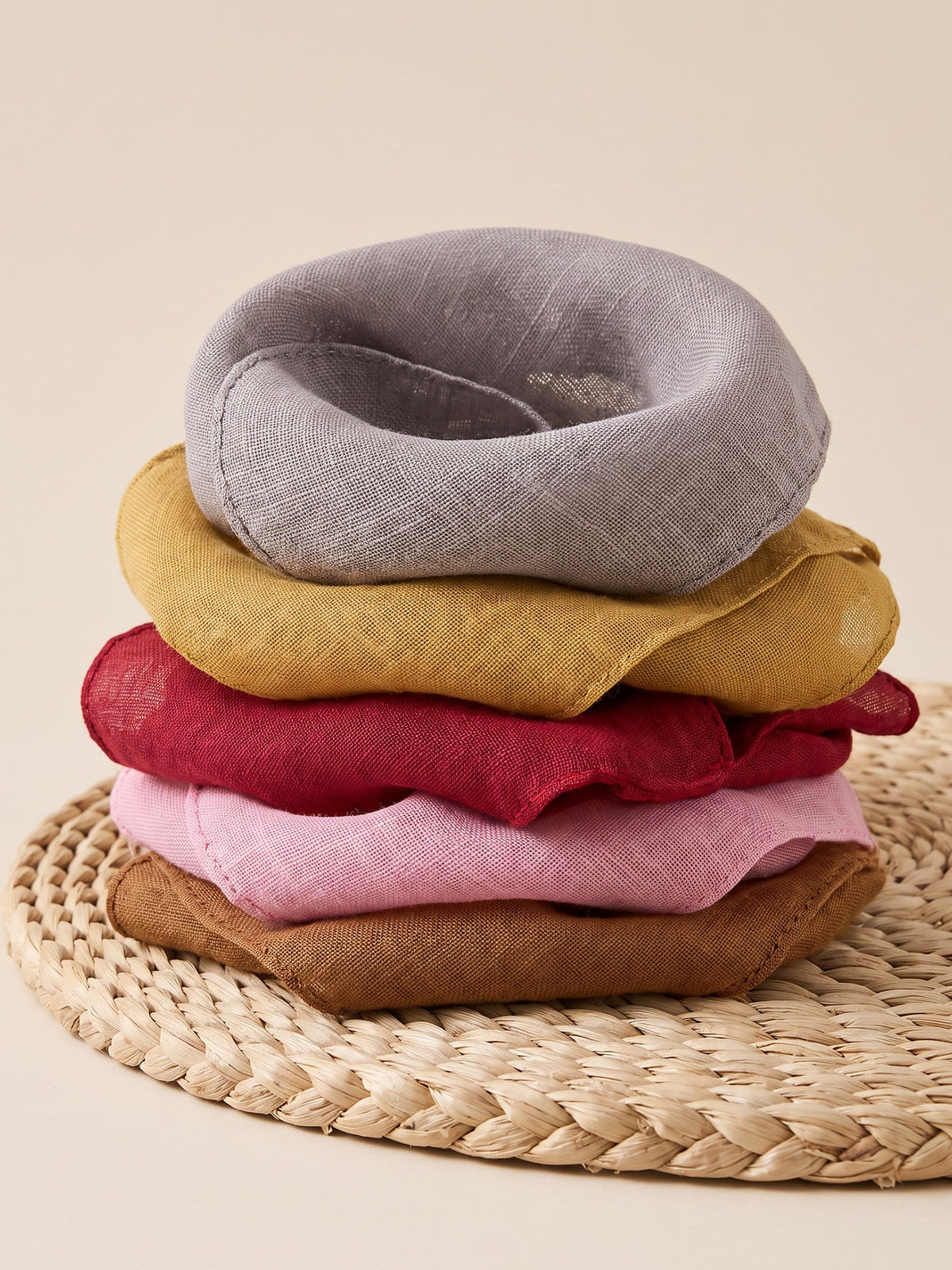 100% Linen Hand-Stitched Square Scarf
