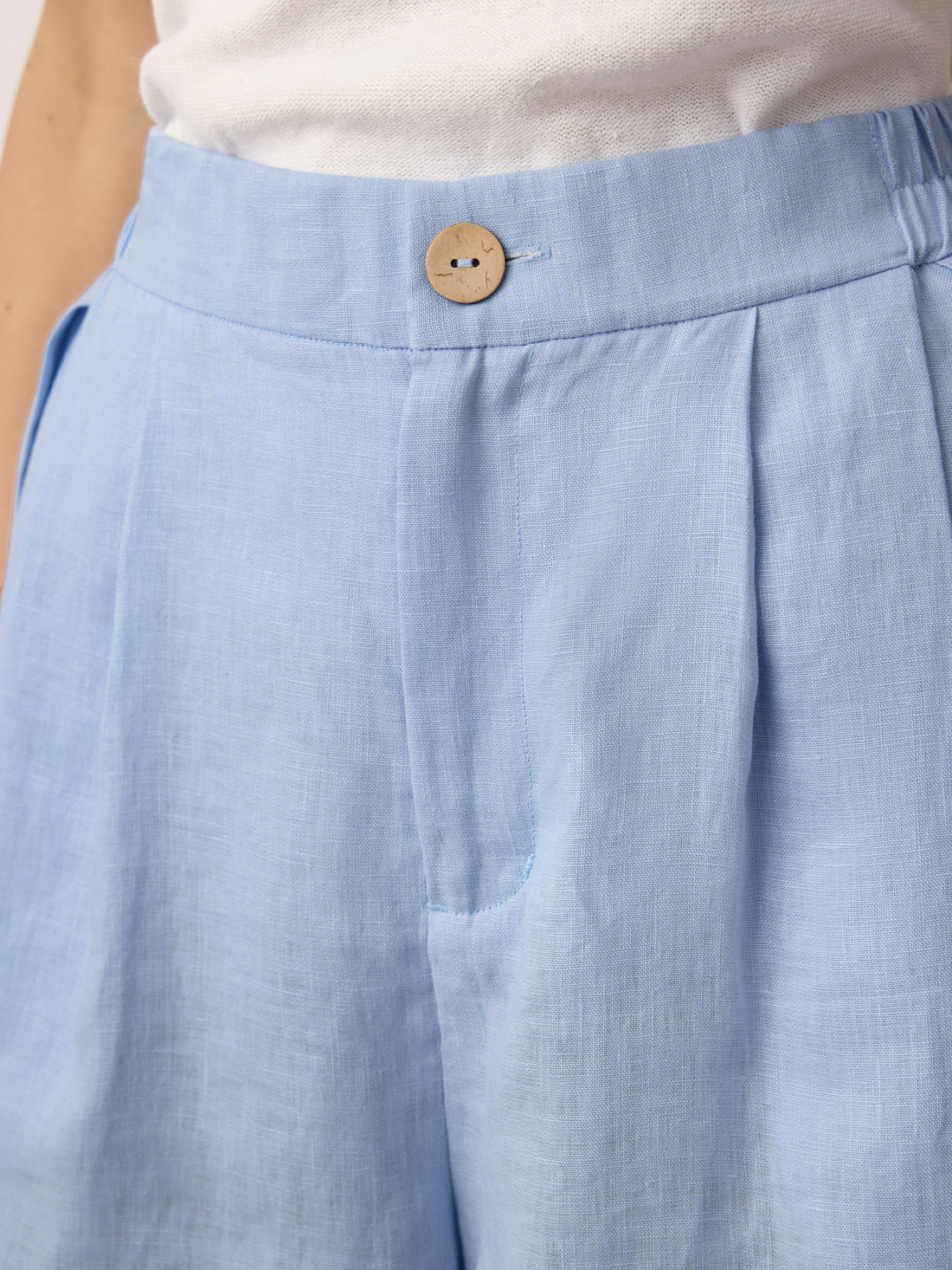 100% Linen Pleated Cuffed Shorts IRISSA