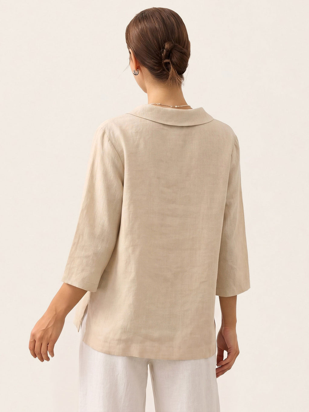 Jade Linen V-Neck Half Sleeve Top