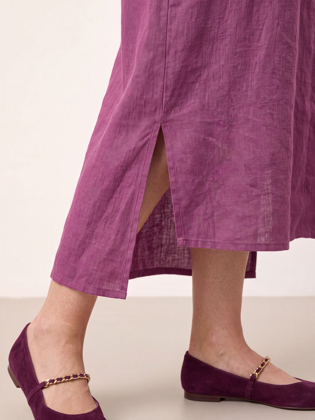 100% Linen Side Tie Cocoon Midi Dress SOLENE
