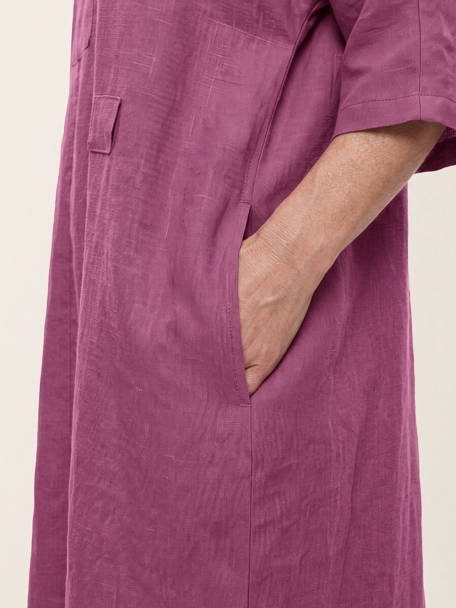 100% Linen Side Tie Cocoon Midi Dress SOLENE