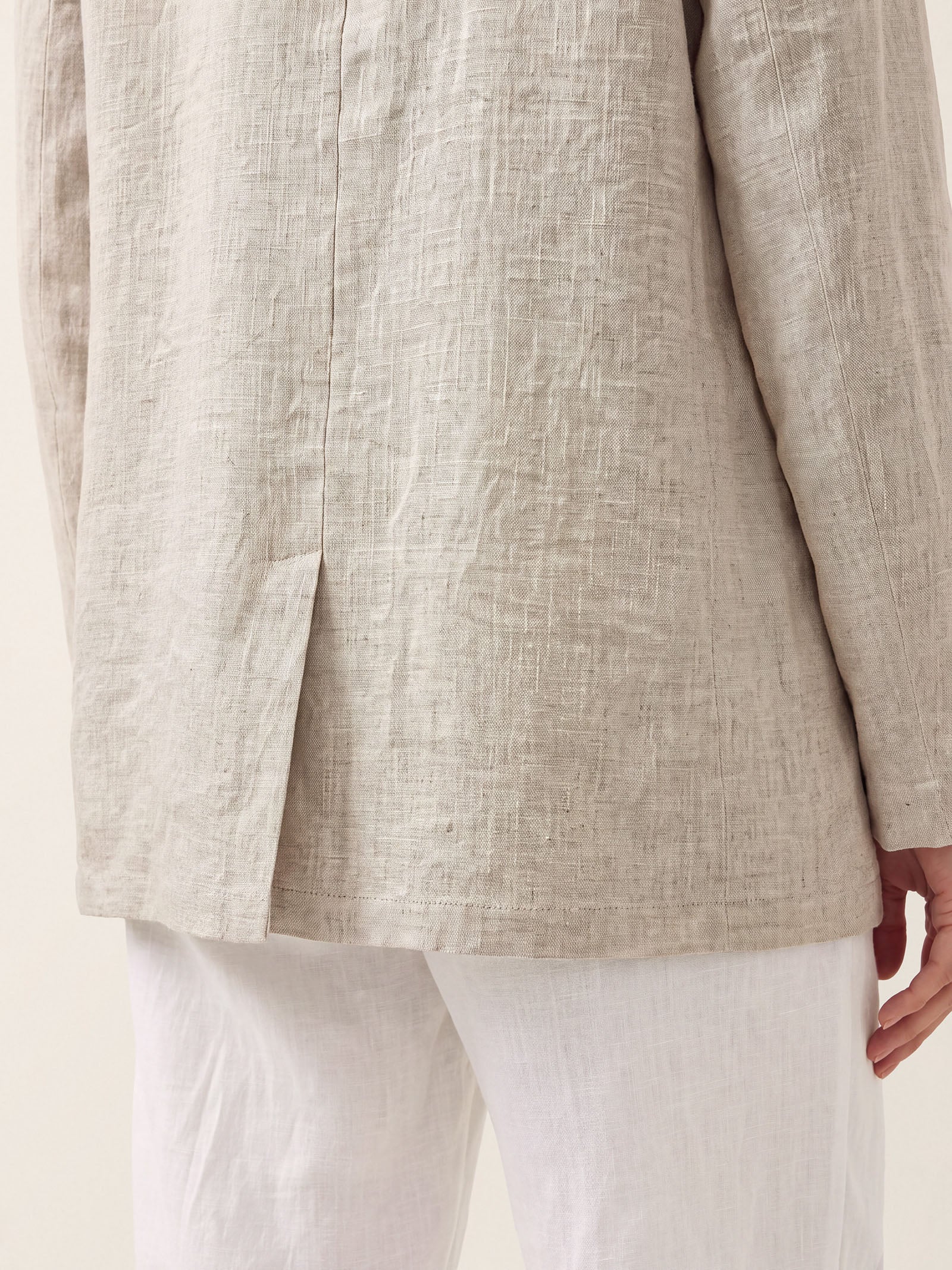 100% Linen Stand Collar Princess Seam Jacket ALIDA
