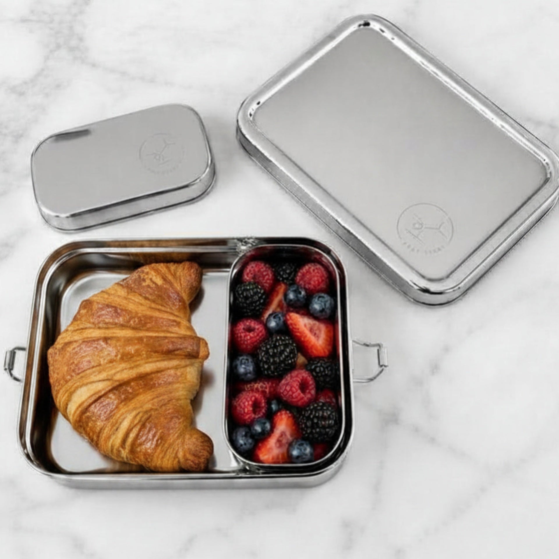 Stainless Steel Bento Lunch Box with Inner Snack Container Silver