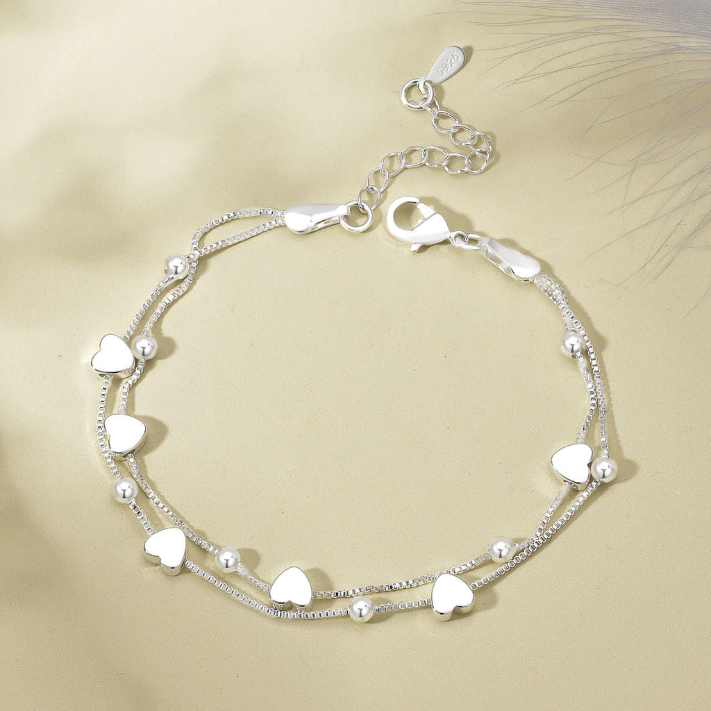 Double-layered Heart Bead Bracelet