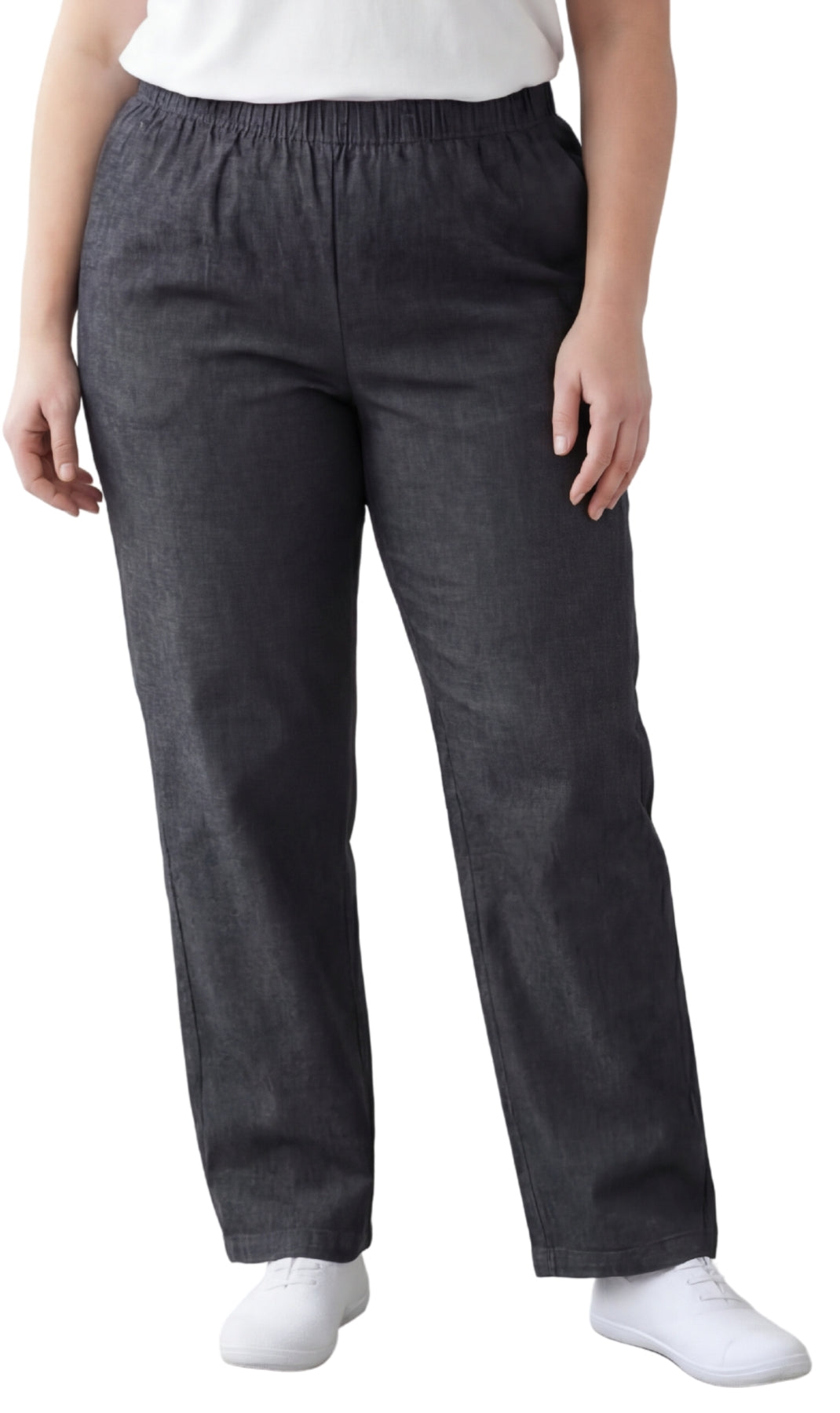 Women's Lightweight Pull-On Denim Jeans Relaxed Straight Leg